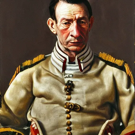 Image similar to high quality high detail painting by lucian freud, hd, portrait of a colonial general, photorealistic lighting