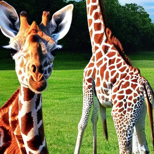 Image similar to a cross breed of a giraffe and a rabbit