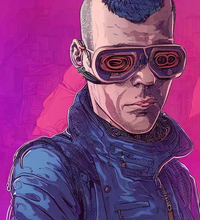 Prompt: a character portrait of a cyberpunk hacker / raver in the style of jean giraud in the style of moebius trending on artstation deviantart pinterest detailed realistic hd 8 k high resolution