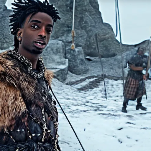 Image similar to playboi carti in vikings 4 k the detailed super realistic