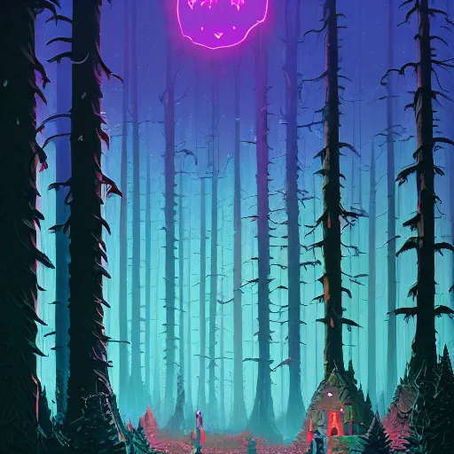 Prompt: A magical forest by Simon Stålenhag and Dan Mumford