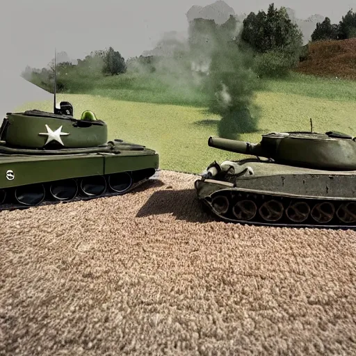 Image similar to Photo of a tank duel between a T34 and King Tiger