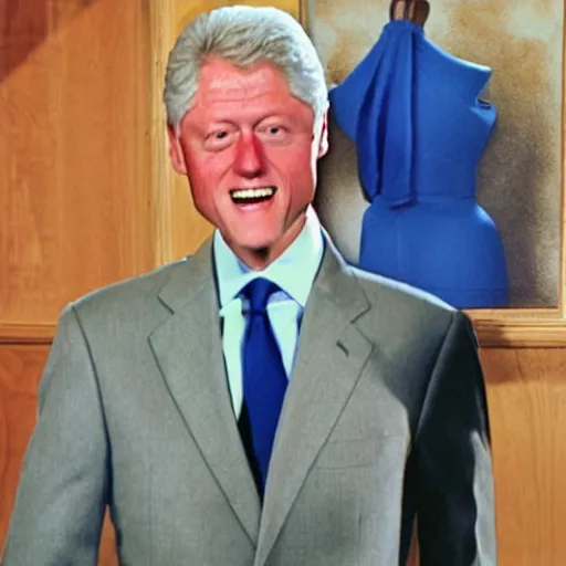 Prompt: bill clinton wearing a a blue dress