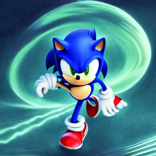 Prompt: sonic magical wave, digital art, artstation, high detail, centered, masterpiece, award - winning, coherent, hdr