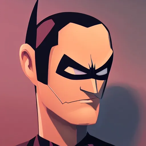 Image similar to face icon stylized minimalist batman : the animated series, loftis, cory behance hd by jesper ejsing, by rhads, makoto shinkai and lois van baarle, ilya kuvshinov, rossdraws global illumination