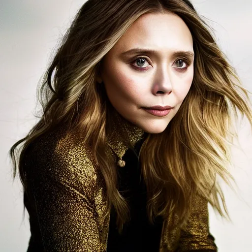 Prompt: elizabeth olsen still, natural light failling on her face, backlingtning, golden hour, fujifilm x - pro 2, by annie leibowitz