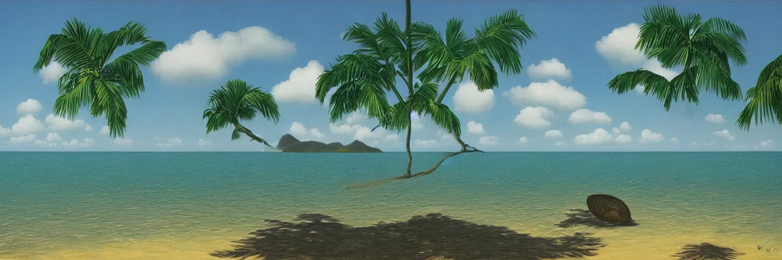 Image similar to tahiti oil painting magritte