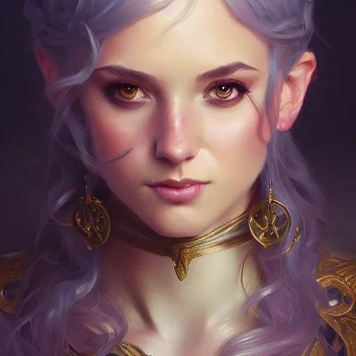 Image similar to courtney miller from smosh, closeup, d & d style, fantasy, intricate, elegant, highly detailed, digital painting, artstation, concept art, matte, sharp focus, illustration, art by artgerm and greg rutkowski and alphonse mucha