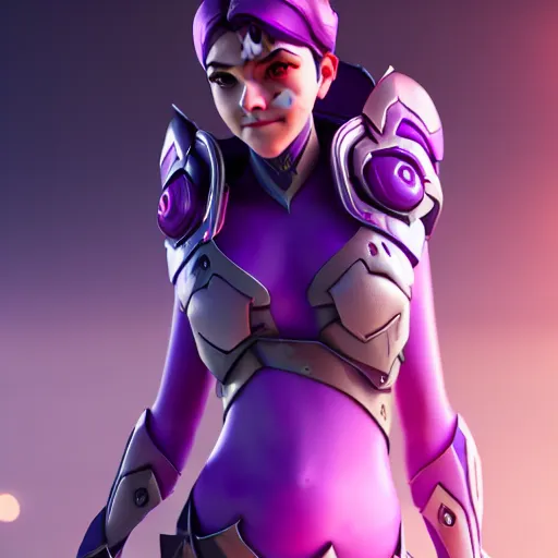 Image similar to a young girl with the appearance and armor of widowmaker from overwatch, design, octane render, 4 k, ingame shot