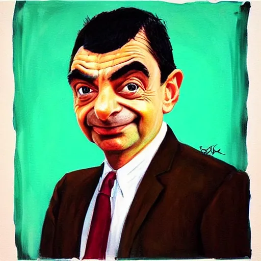 Image similar to “An Erik Fischl painting of Mr. Bean”