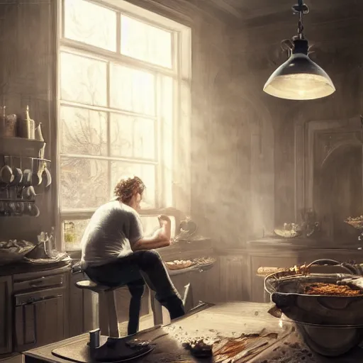 Image similar to a physical therapist baking a pie in the oven, volumetric lighting, 8 k octane beautifully detailed render, post - processing, extremely hyper - detailed, intricate, epic composition, cinematic lighting, masterpiece, trending on artstation, detailed detailed detailed, masterpiece, stunning art by anders zorn, wonderful masterpiece by greg rutkowski, beautiful cinematic light,
