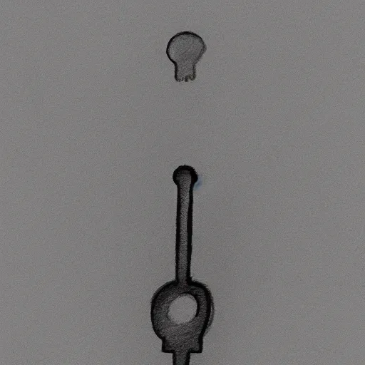 Image similar to an open hand, a key, a simple drawing, white background