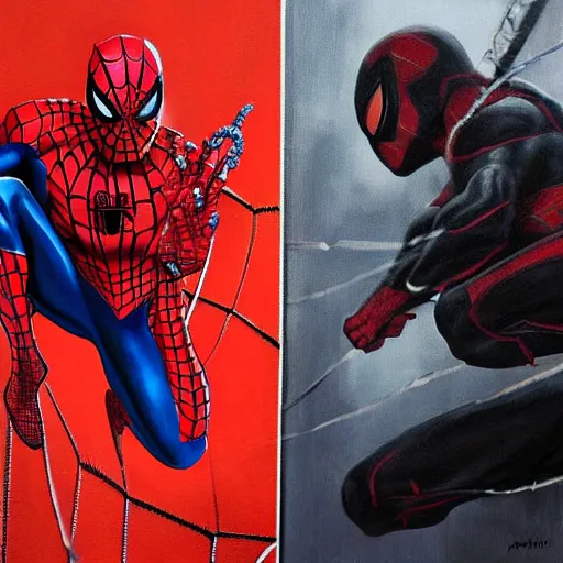 Image similar to spiderman and daredevil marvel, detailed painting