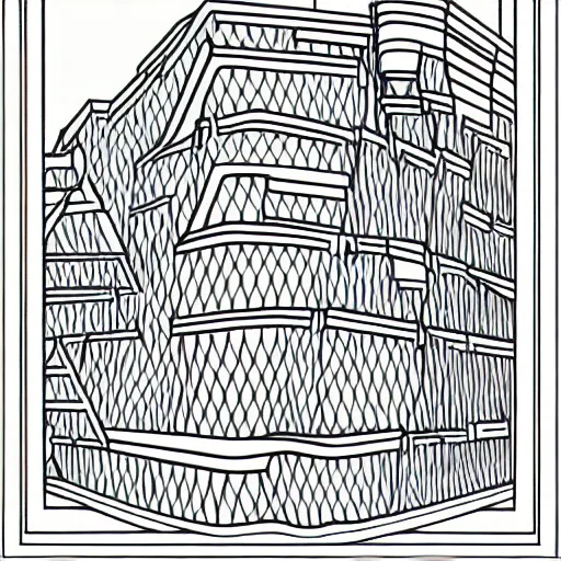 Image similar to an architectural dream, line vector art