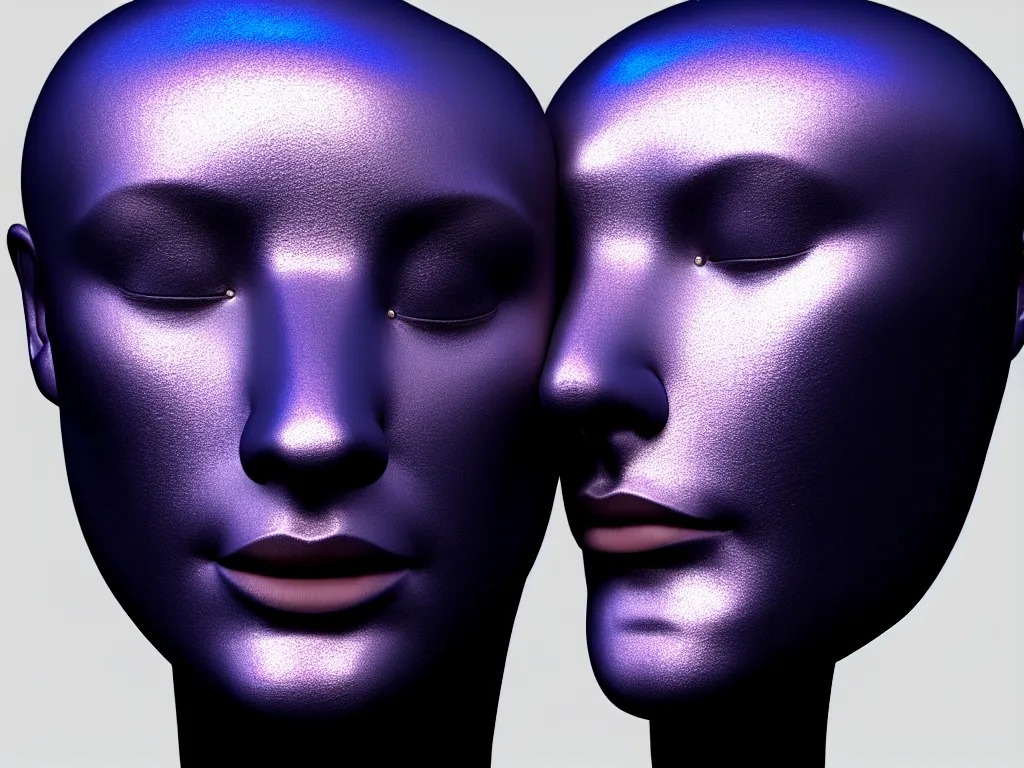 Prompt: a 3 d render of a mannequin head with a beautiful large eastern indigo snake, iridescent scales, 4 k, trending on artstation, award winning, photorealistic, volumetric lighting, octane render,
