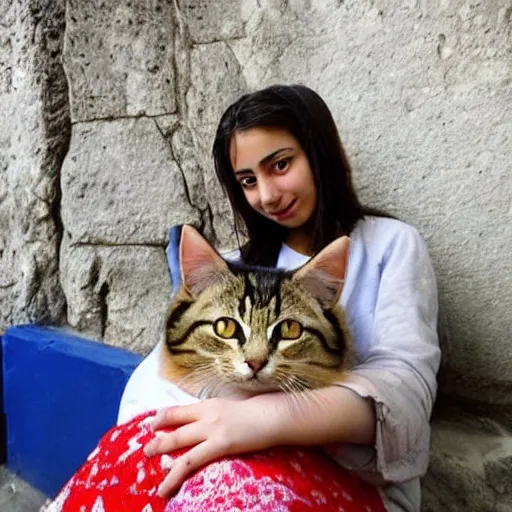 Image similar to “ a turkish girl with her cat ”