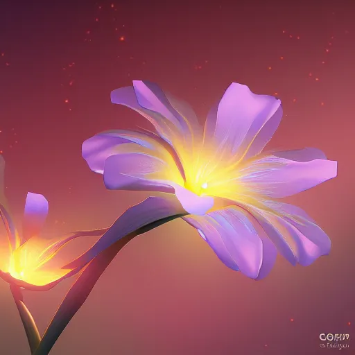 Image similar to Luminescent flower blooming at twilight, cgsociety