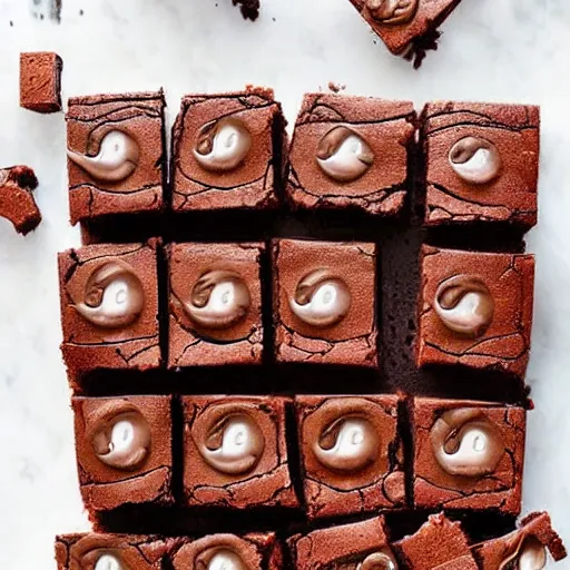 Image similar to a bunch of brownies forming to look like robert downey jr.