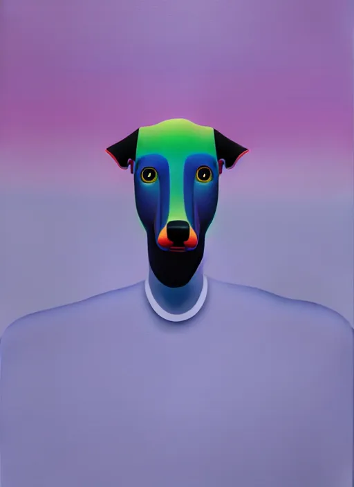 Image similar to greyhound by shusei nagaoka, kaws, david rudnick, airbrush on canvas, pastell colours, cell shaded, 8 k