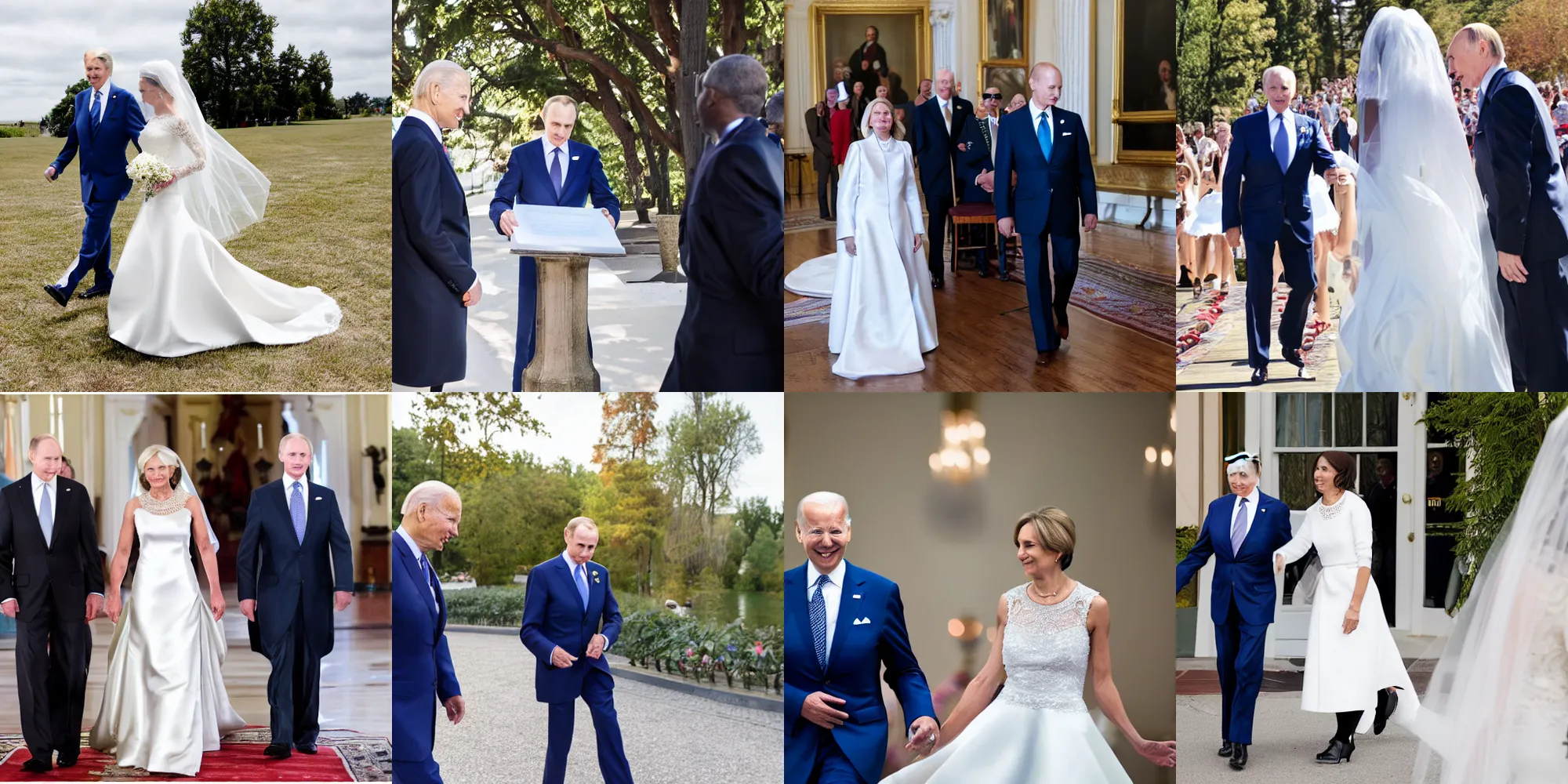 Prompt: Joe Biden marrying Vladimir Putin gay marriage, wedding day 8k, DSLR