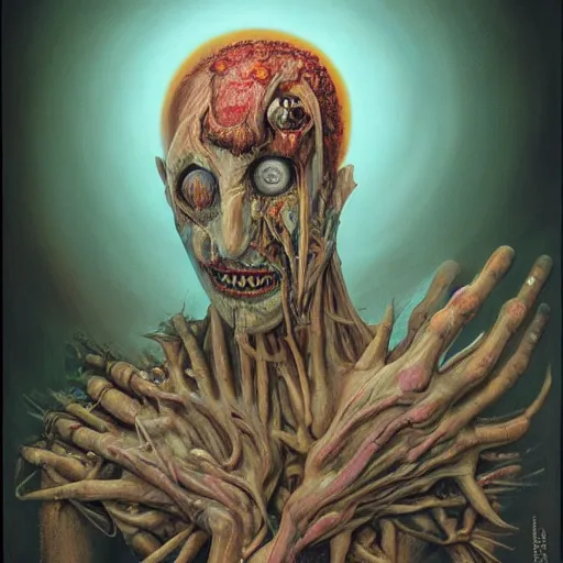 Image similar to the youtuber nostalgia critic portrait, doug walker, body horror, biopunk, creative design, oil on canvas, zdzisław beksinski, marco mazzoni, peter gric