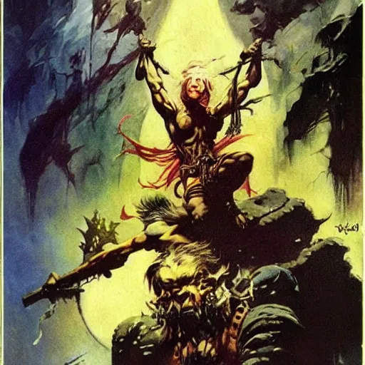 Image similar to fantasy artwork by Frank Frazetta,fantasy,epic fantasy,beautiful,masterpiece