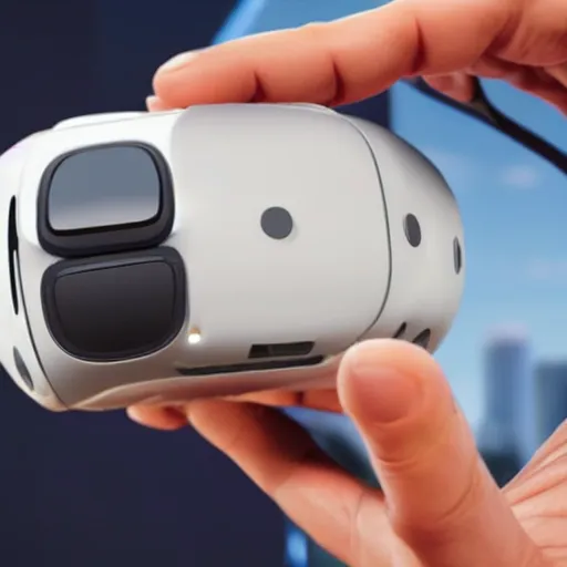 Image similar to a mini virtual reality heaset in the palm of a hand