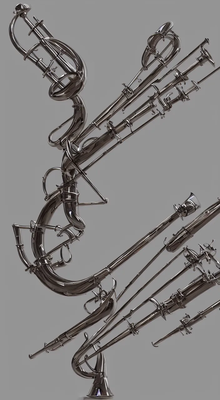 Prompt: a wind musical instrument with pipes in the shape of vocal tracts producing a jet stream of air, 8 k, octane