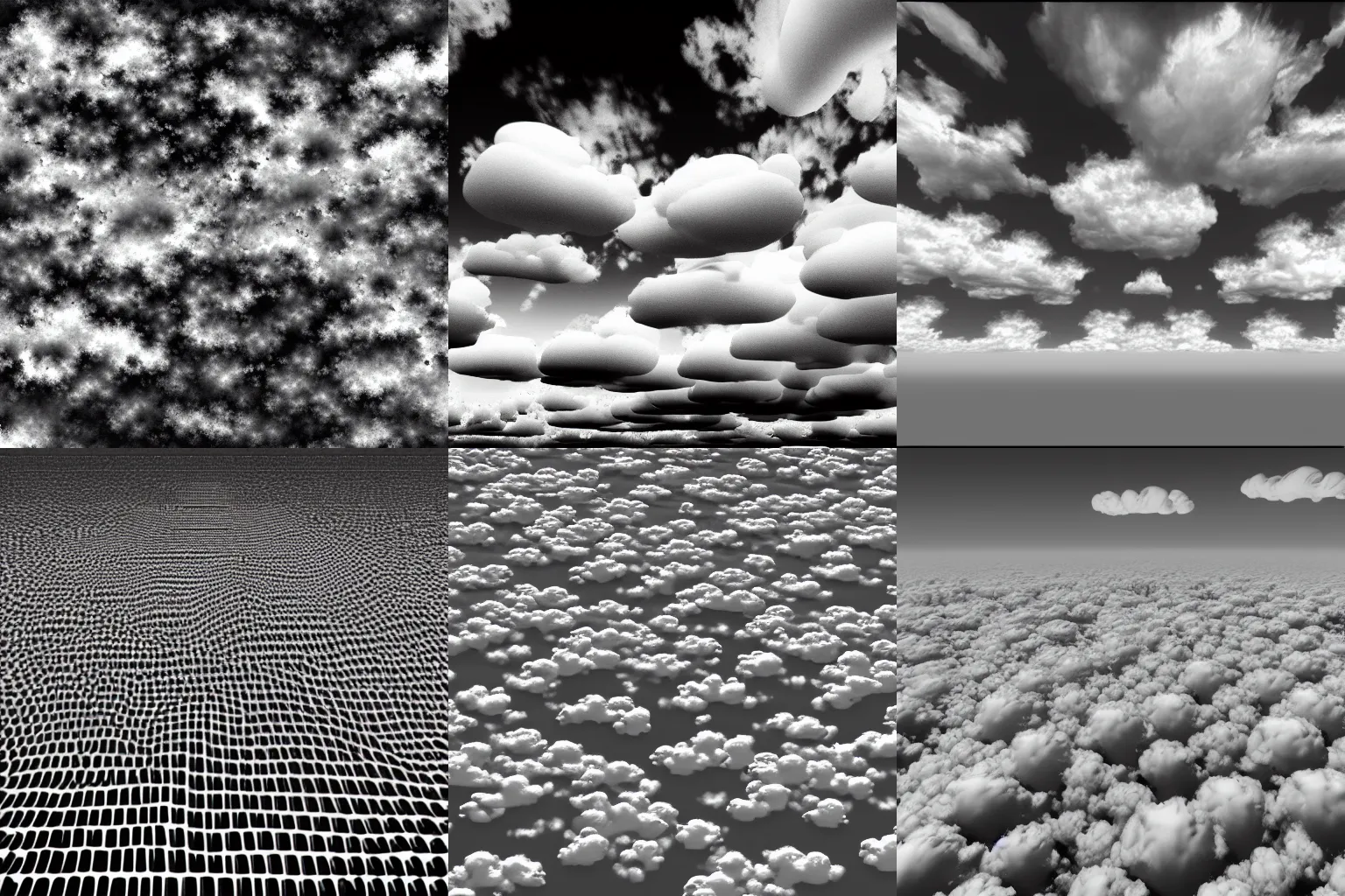 Prompt: a black and white photo of clouds in the sky, an ambient occlusion render by benoit b. mandelbrot, polycount, generative art, ambient occlusion, ultrafine detail, polycount