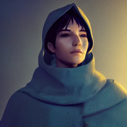 Image similar to a highly detailed portrait of a humanoid giraffe in a blue cloak, adventurer, artstation, deviantart, professional, unreal engine 5, octane render