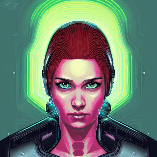 Image similar to portrait of a female android, by Dan Mumford, 4k