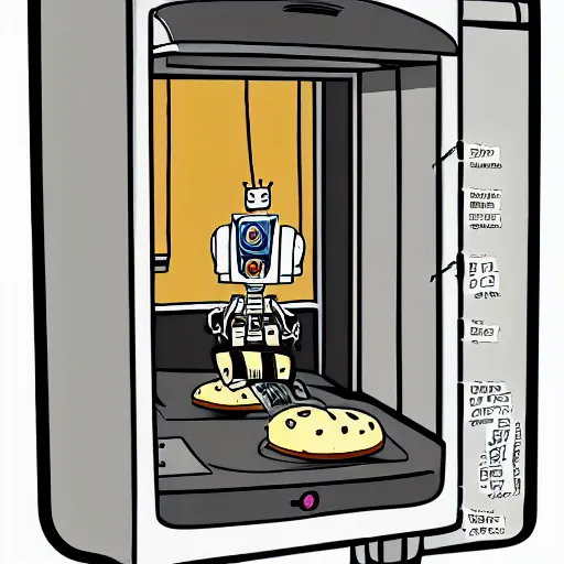 Image similar to a robot living inside a bread sandwish seen from outside, hyper detailed,