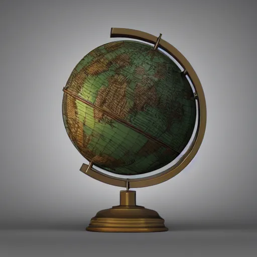 Image similar to an globe with famous 3 d landmarks on it, 3 d render, 3 d model, smooth, ray tracing