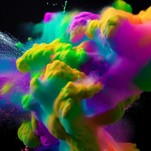 Image similar to color powder explosion on black background, particles, fine detail, hyperrealism, james jean, golden ratio, sharp focus, octane render, sidefx houdini, artstation, vfx