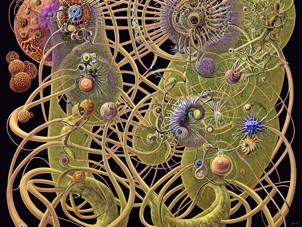 Prompt: neo surrealism, art by ernst haeckel and daniel martin diaz