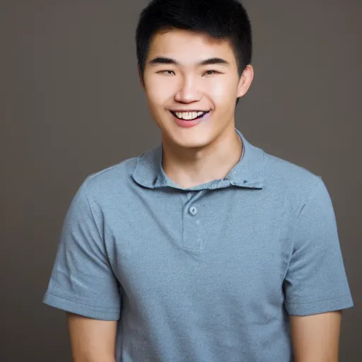 Prompt: Extremely detailed, high-resolution, coherent, realistic face of a babyfaced 20 year old Hong Kong male, smiling, studio photography