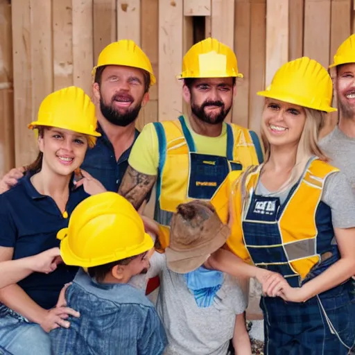 Prompt: a dewalt themed birthday party with everyone dressed as construction workers, 4k, realism, photorealistic, detailed, dewalt, power drills