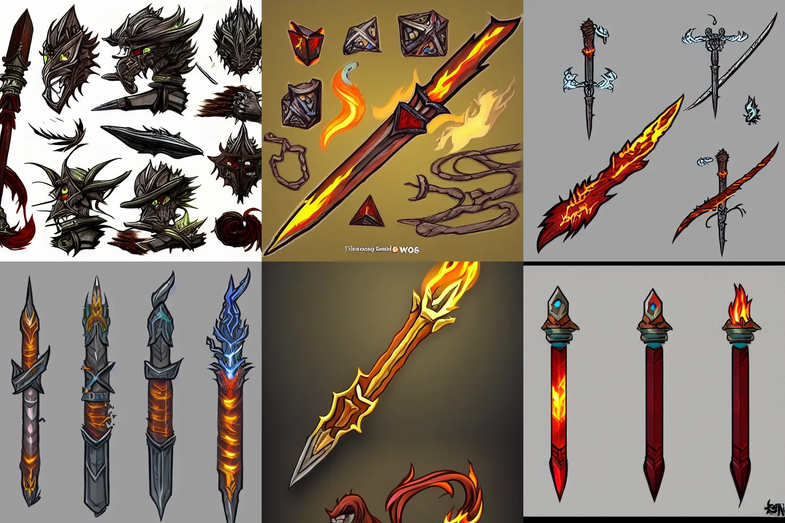 Prompt: dnd item dnd art style concept art fire lightning sword