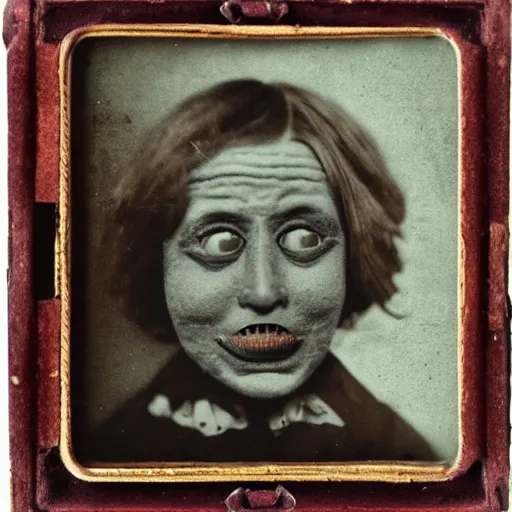 Prompt: freakshow of deformed actors offensive daguerreotype