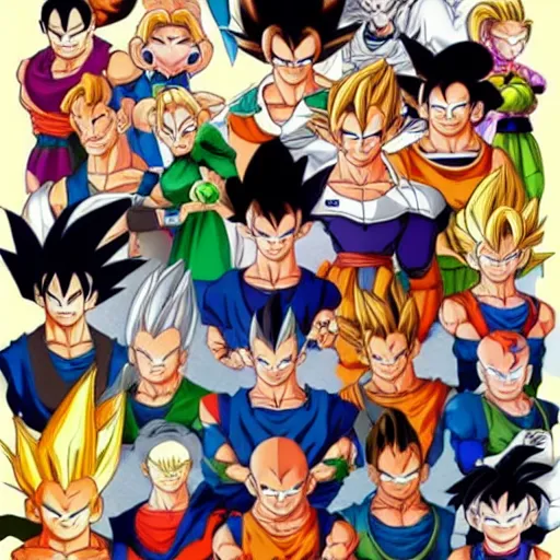 Image similar to disney style, dragon ball z characters