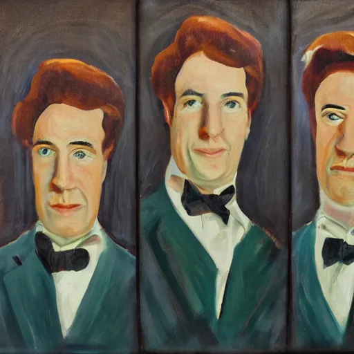 Prompt: painting of three John hamms , each in a different style