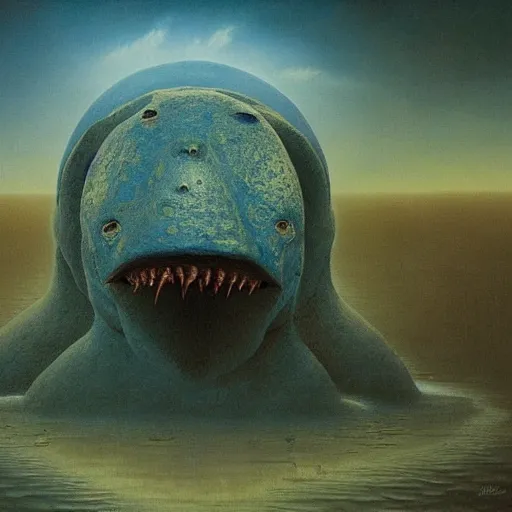 Image similar to a water monster 4k by zdzisław beksiński