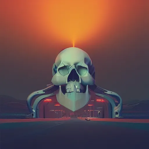 Image similar to A stunning profile of a symmetrical skull Simon Stalenhag, Trending on Artstation, 8K