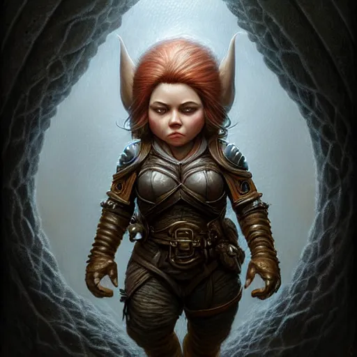 Prompt: portrait of a beautiful cute strong brave realistic! female gnome engineer, short black hair, d & d, micro detail, intricate, elegant, highly detailed, centered, rule of thirds, artstation, sharp focus, illustration, artgerm, tomasz alen kopera, donato giancola, wlop