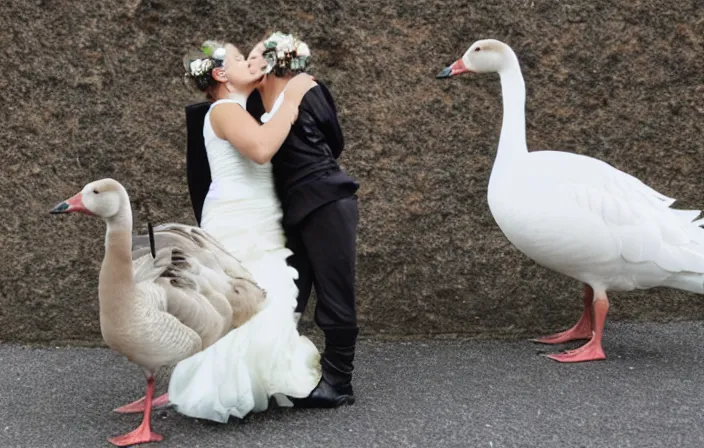 Image similar to lesbian geese getting married