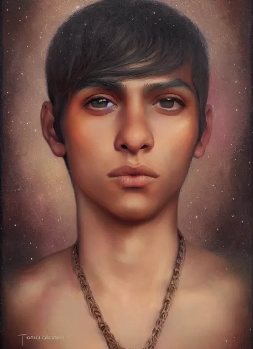 Prompt: a magical portrait of a salvadoran ms - 1 3 gang member with beautiful brown eyes, art by manuel sanjulian and tom bagshaw