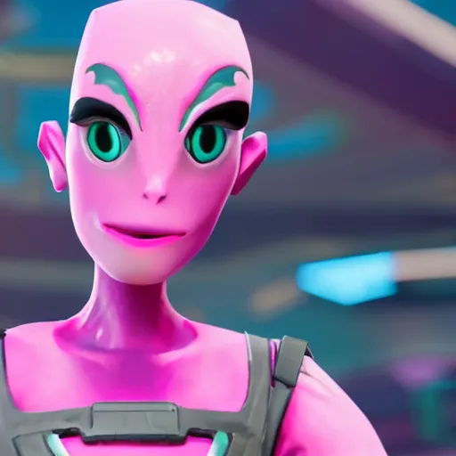 Prompt: pink alien, fortnite character c 9. 0