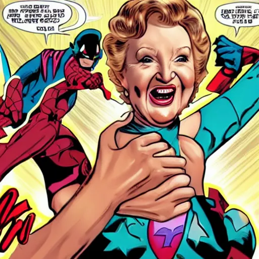 Prompt: betty white marvel superhero