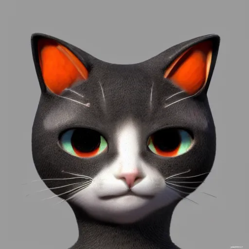 Image similar to a close up of a cat with orange eyes, a character portrait by mark ryden, lisa yuskavage and kinuko craft, featured on zbrush central, fantasy art, artstation hd, made of crystals, artstation hq