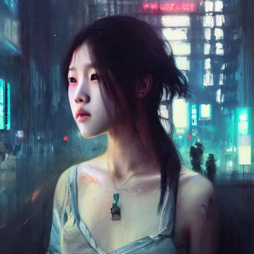 Image similar to jisoo of blackpink, hyperrealistic portrait, bladerunner street, art of elysium by jeremy mann and alphonse mucha, fantasy art, photo realistic, dynamic lighting, artstation, poster, volumetric lighting, very detailed face, 8 k, award winning